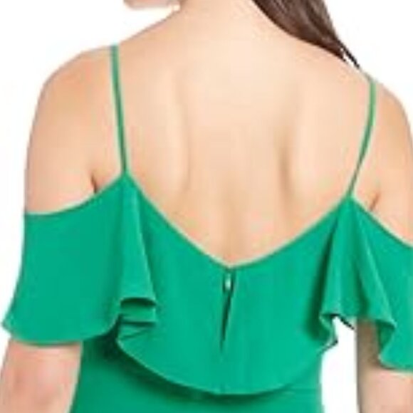 London Times dress green maxi off shoulder ruffle high low holiday party 4 - Picture 16 of 16